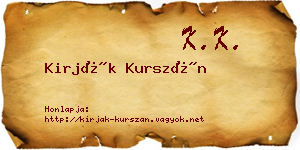 Kirják Kurszán névjegykártya
